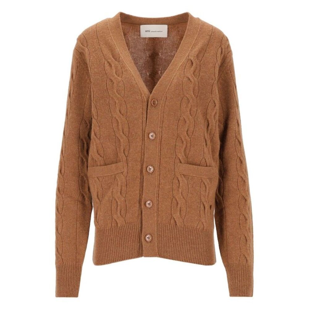 Ami Women Camel Brown Wool Cardigan